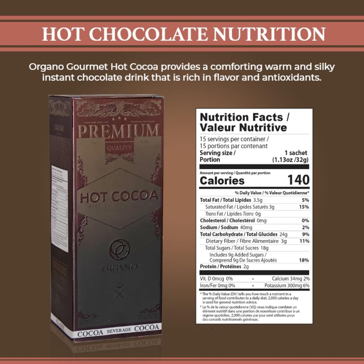 Organo Gold Hot Cocoa Chocolate Drink